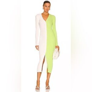 STAUD Shoko Sweater Dress in lime/white size 4